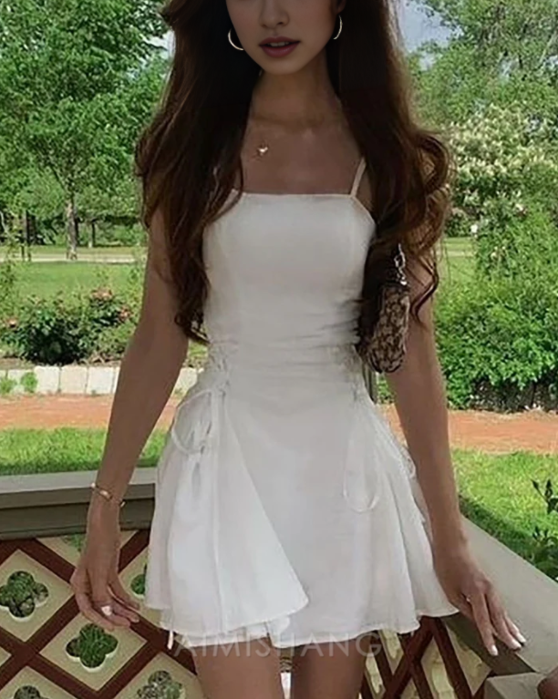 Aimishang A-Line Spaghetti Straps Mini Dress Sweet Homecoming Dress Short Dress Lovely Birthday Party Dress