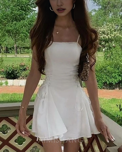 Aimishang A-Line Spaghetti Straps Mini Dress Sweet Homecoming Dress Short Dress Lovely Birthday Party Dress