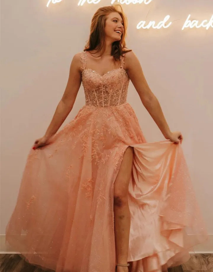 Wholesale Prom Dress A-Line Spaghetti Straps With Beading and Appliques