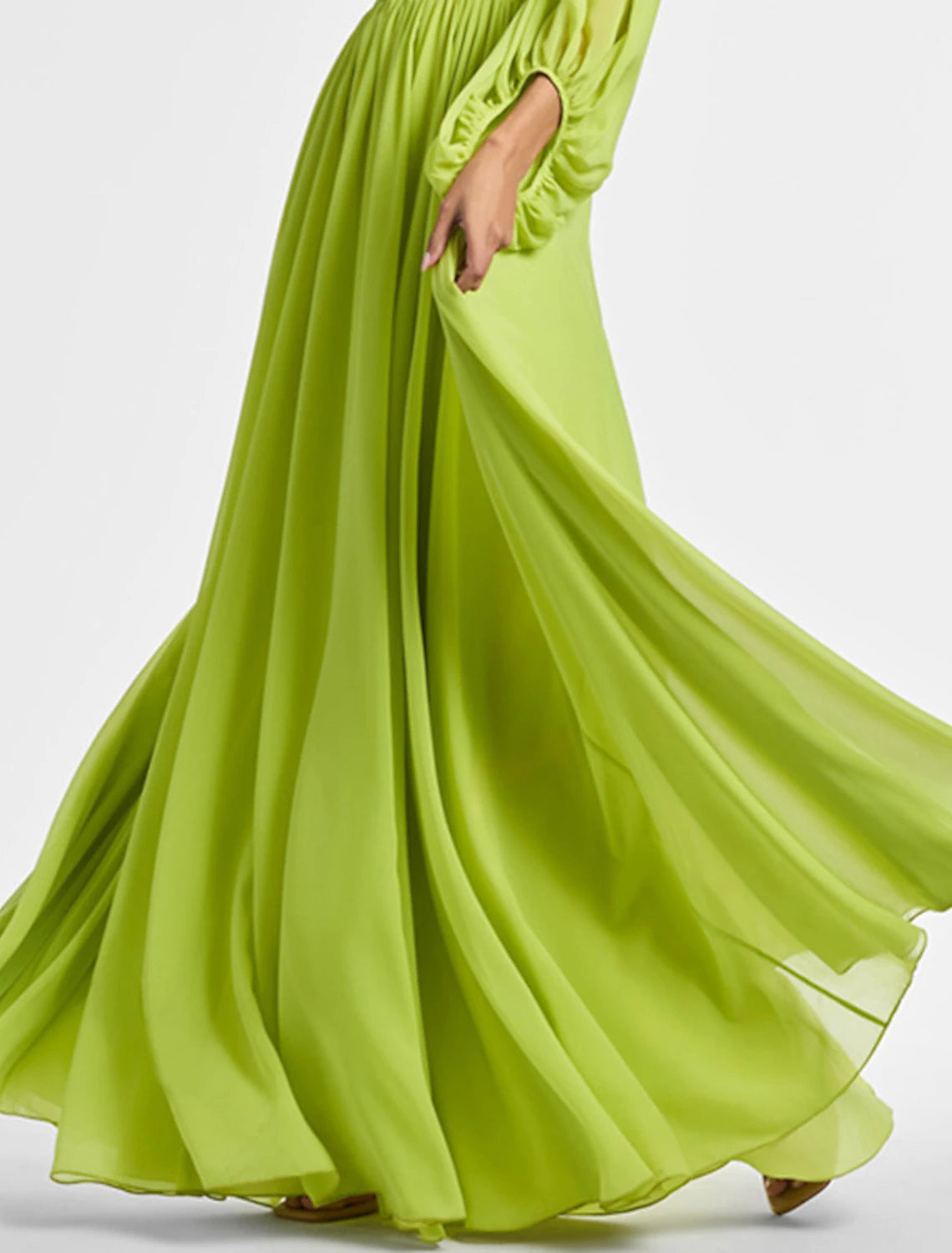 Aimishang A-Line Evening Gown Elegant Formal Wedding Party Dress Long Sleeve One Shoulder Fall Wedding Guest Chiffon with Ruched