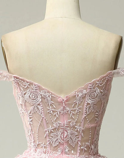 Aimishang A-Line Off The Shoulder Tiered Long Prom Dress Charming Evening Party Dress With Split