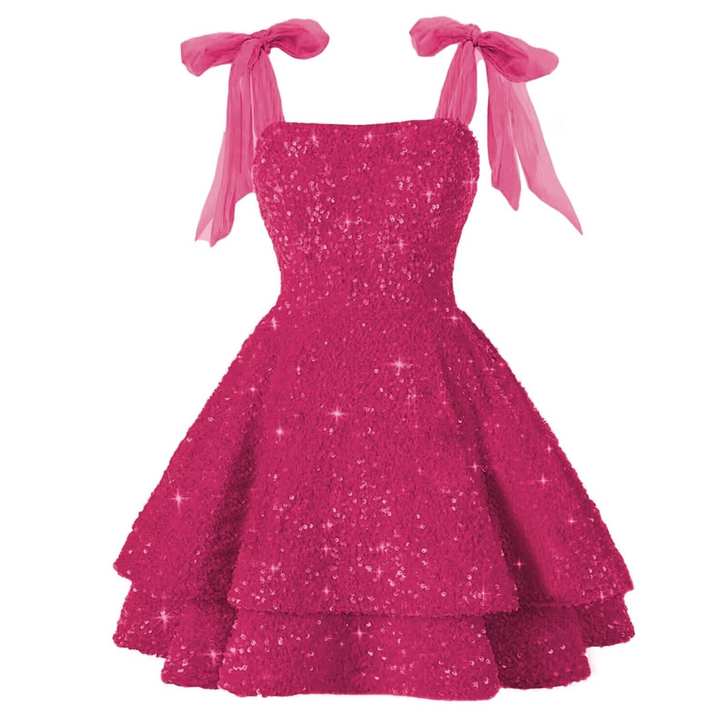 Aimishang Sweet A-Line Sequins Homecoming Dresses with Bow Short Sparkly Graduation Dress Lovely Birthday Party Dress