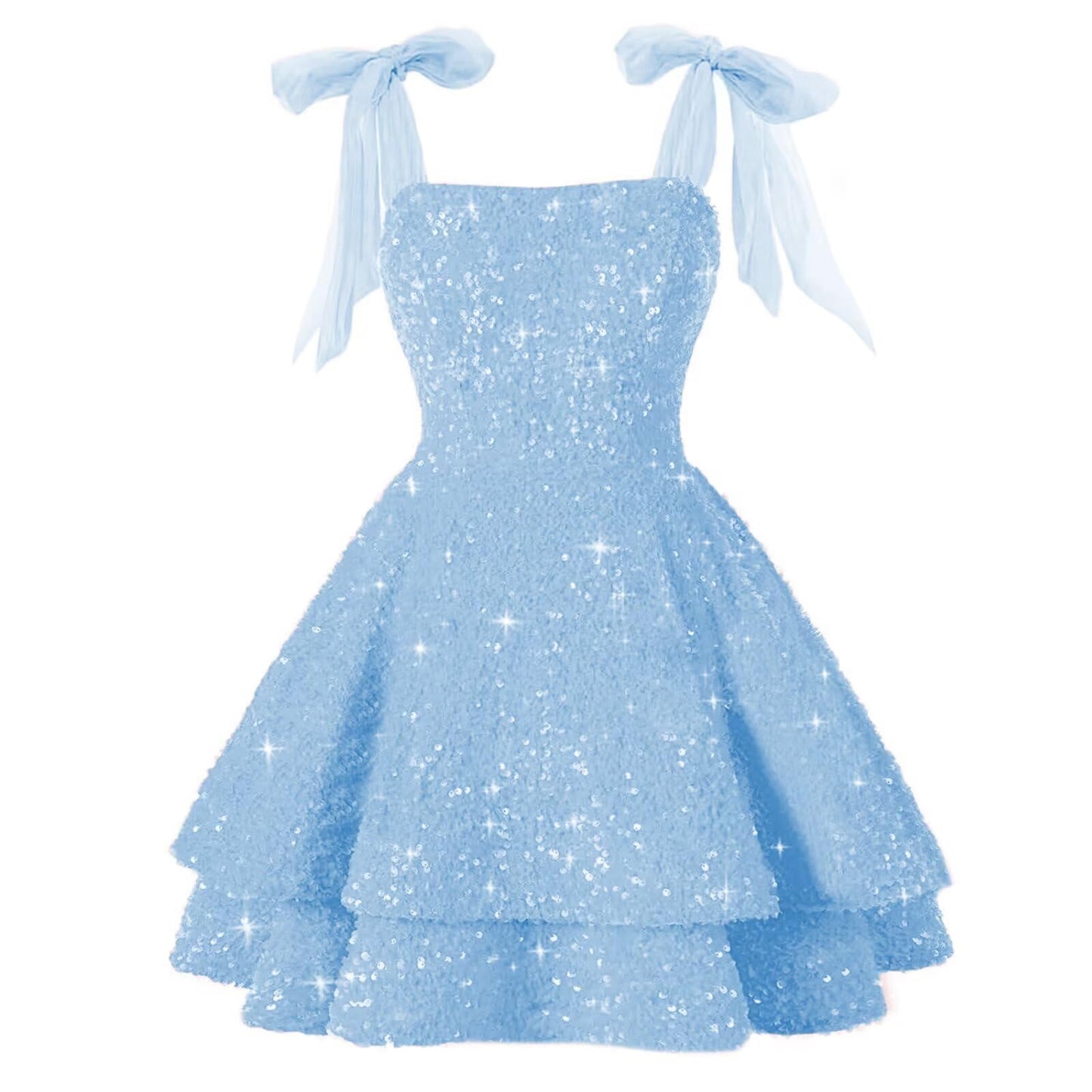 Aimishang Sweet A-Line Sequins Homecoming Dresses with Bow Short Sparkly Graduation Dress Lovely Birthday Party Dress