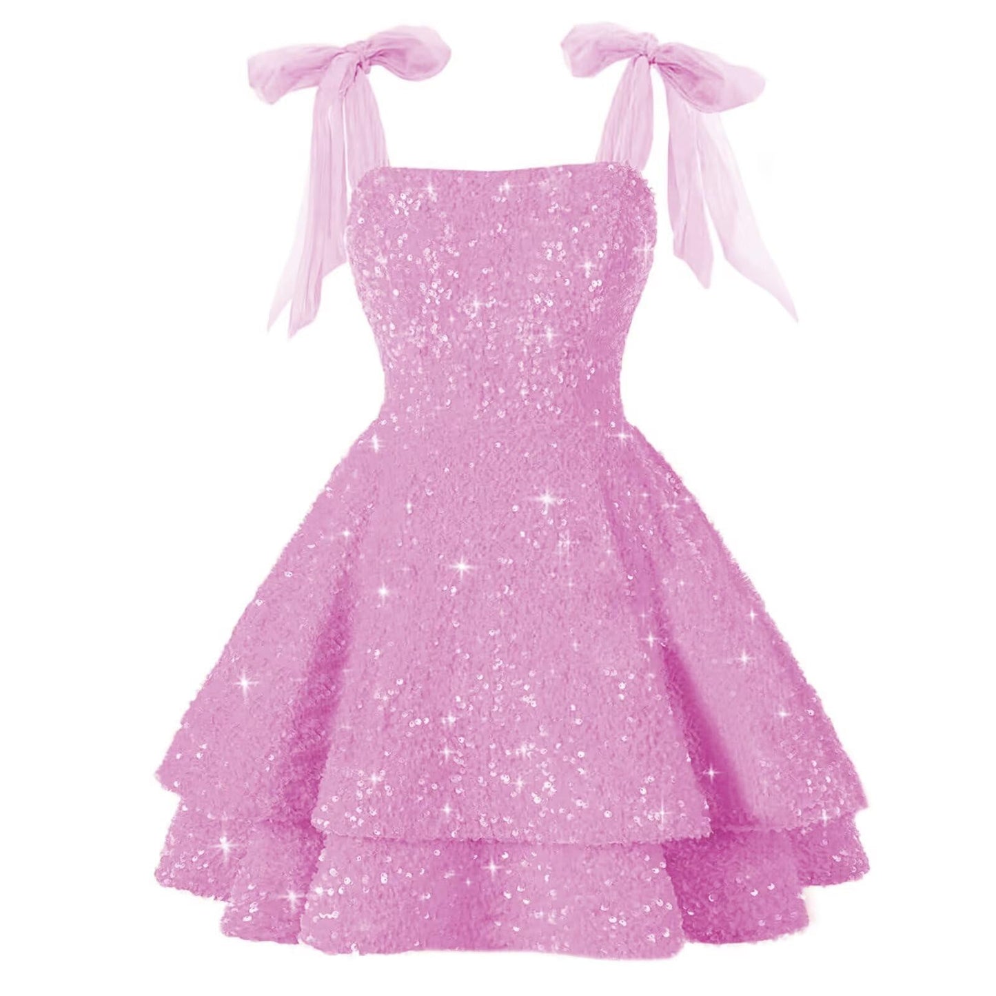 Aimishang Sweet A-Line Sequins Homecoming Dresses with Bow Short Sparkly Graduation Dress Lovely Birthday Party Dress