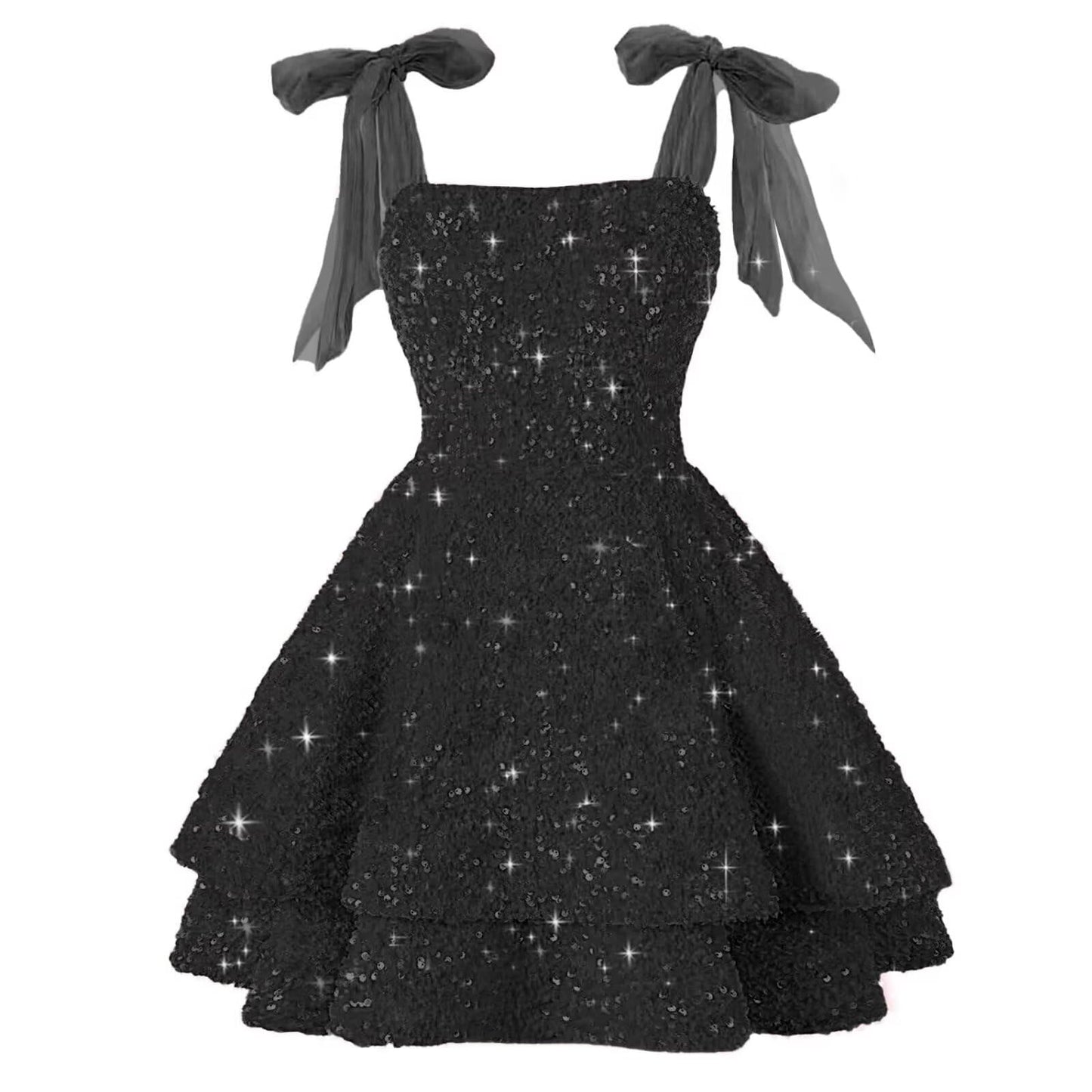 Aimishang Sweet A-Line Sequins Homecoming Dresses with Bow Short Sparkly Graduation Dress Lovely Birthday Party Dress