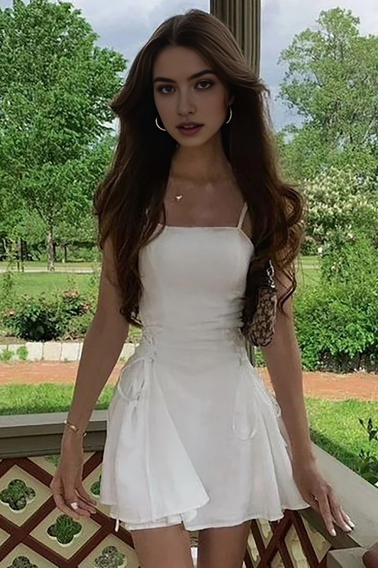 Aimishang A-Line Spaghetti Straps Mini Dress Sweet Homecoming Dress Short Dress Lovely Birthday Party Dress