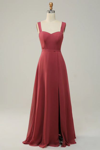 Wholesale Sweetheart Sleeveless Long Bridesmaid Dress With Slit