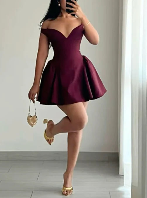 Aimishang A Line Off The Shoulder V Neck Short Homecoming Dress 18th Birthday Outfits Lovely Party Dress