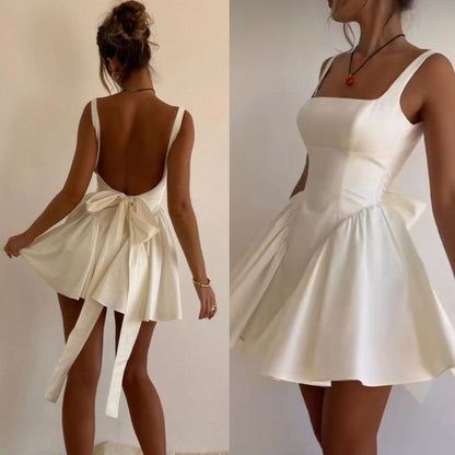 Aimishang Lovely A Line Straps Open Back Homecoming Dress Short Prom Dress Sweet Birthday Party Dress With Bow