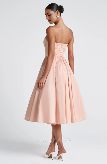 Aimishang A Line Strapless Lace Up Back Prom Dress Sweet Graduation Dress Lovely Birthday Party Dress