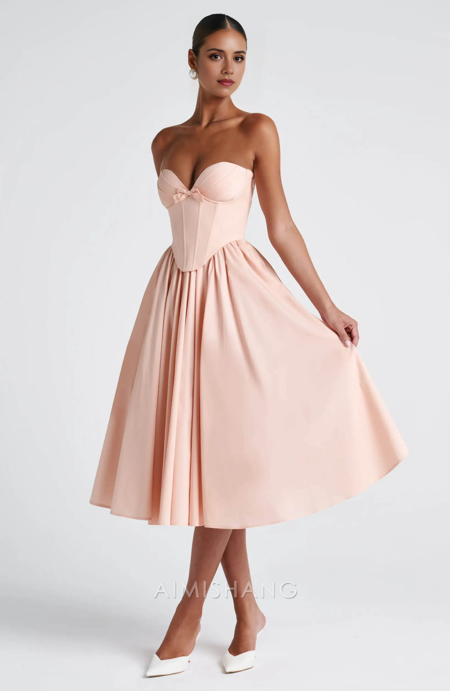Aimishang A Line Strapless Lace Up Back Prom Dress Sweet Graduation Dress Lovely Birthday Party Dress