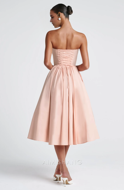 Aimishang A Line Strapless Lace Up Back Prom Dress Sweet Graduation Dress Lovely Birthday Party Dress