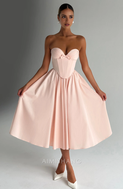 Aimishang A Line Strapless Lace Up Back Prom Dress Sweet Graduation Dress Lovely Birthday Party Dress