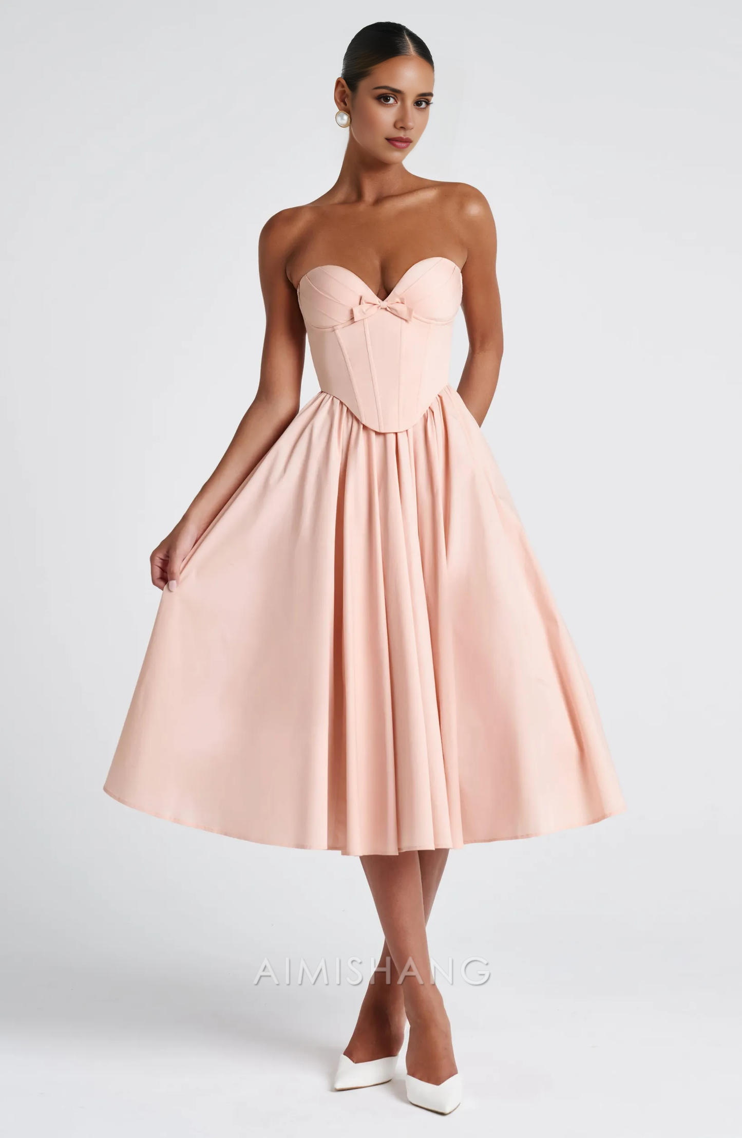 Aimishang A Line Strapless Lace Up Back Prom Dress Sweet Graduation Dress Lovely Birthday Party Dress