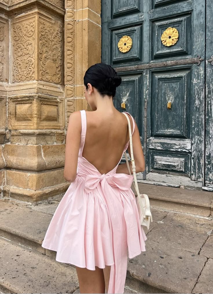 Aimishang Lovely A Line Straps Open Back Homecoming Dress Short Prom Dress With Bow Sweet Birthday Party Dress