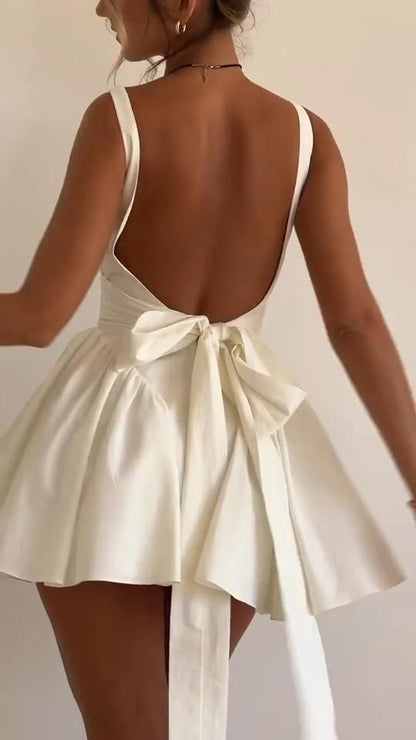 Aimishang Lovely A Line Straps Open Back Homecoming Dress Short Prom Dress Sweet Birthday Party Dress With Bow