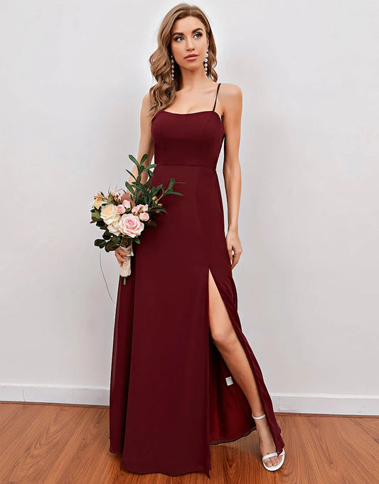 Aimishang Bridesmaid Dress Spaghetti Straps with Split Elegant Evening Party Dress