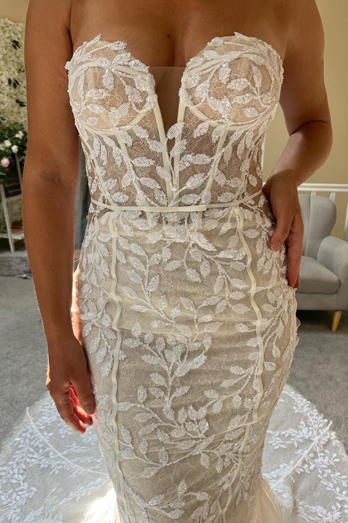 Aimishang Elegant Lace Strapless Mermaid Long Wedding Dress Charming Bridal Gown
