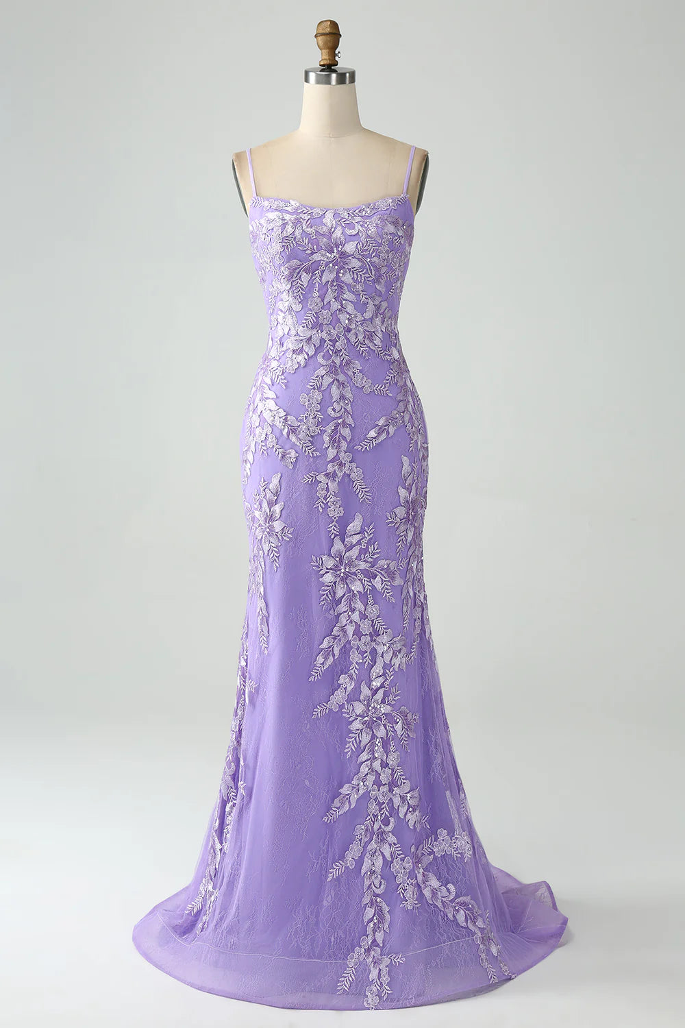 Wholesale Lilac Mermaid Long Prom Dress Spaghetti Straps Corset Back with Embroidery