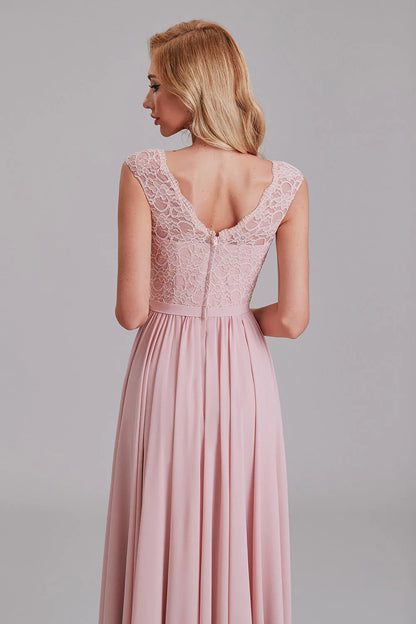 Wholesale A Line Prom Dresses Chiffon Split With Lace