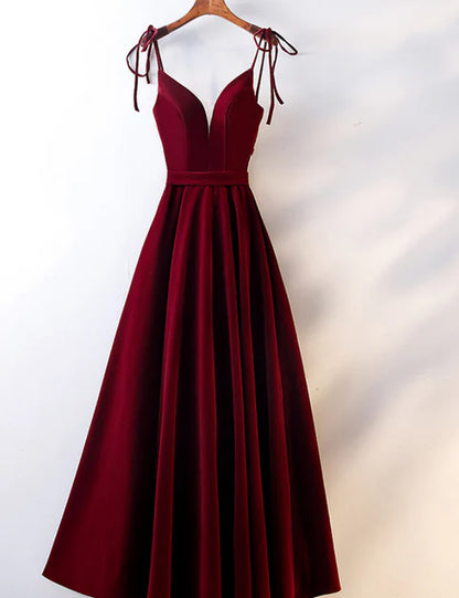 Beautiful Velvet Straps Long V-neckline Long Party Dress Bridesmaid Dress Evening Dress Wholesale