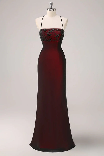 Aimishang Pretty Spaghetti Straps Sleeveless Evening Party Dress Elegant Long Formal Prom Dress