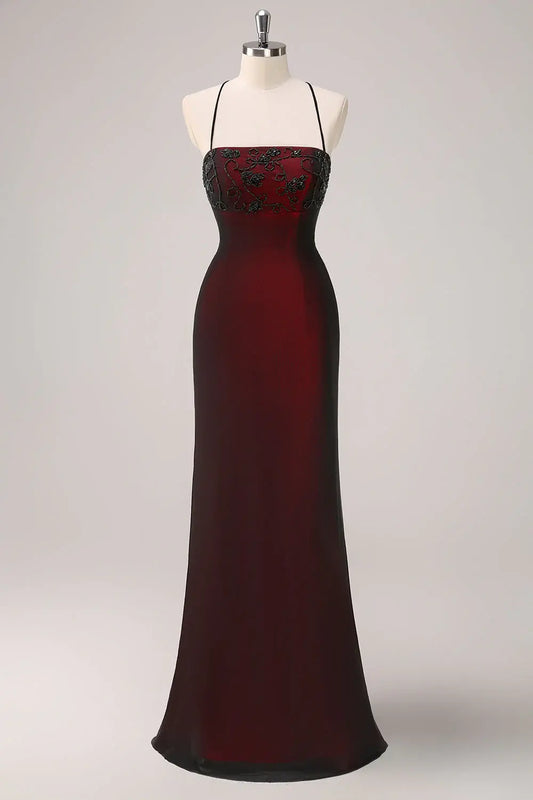 Aimishang Pretty Spaghetti Straps Sleeveless Evening Party Dress Elegant Long Formal Prom Dress