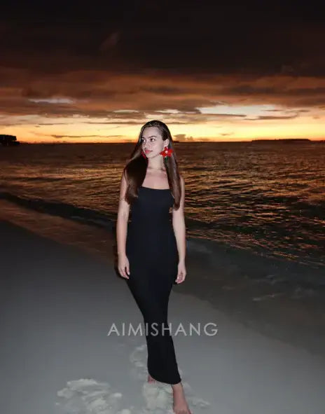 Aimishang Black Spaghetti Straps Formal Dress Simple Party Evening Gowns Elegant Prom Dress