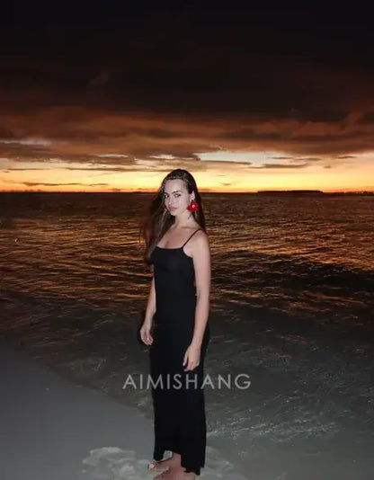 Aimishang Black Spaghetti Straps Formal Dress Simple Party Evening Gowns Elegant Prom Dress