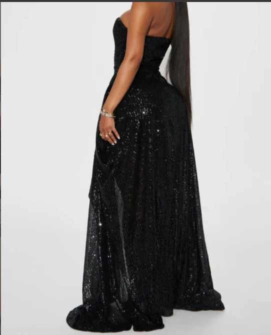 Charming Black Strapless Sequins Homecoming Dresses Sleeveless Prom Dress Sparkly Birthday Party Dress