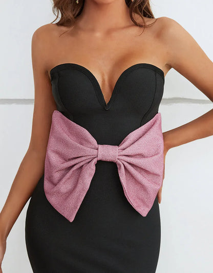 Wholesale Cocktail Dress Strapless Bodycon With Bowtie