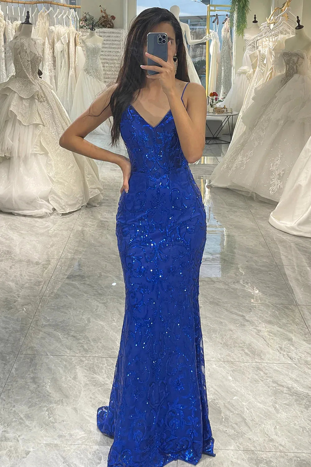 Wholesale Mermaid Prom Dress Glitter Spaghetti Straps