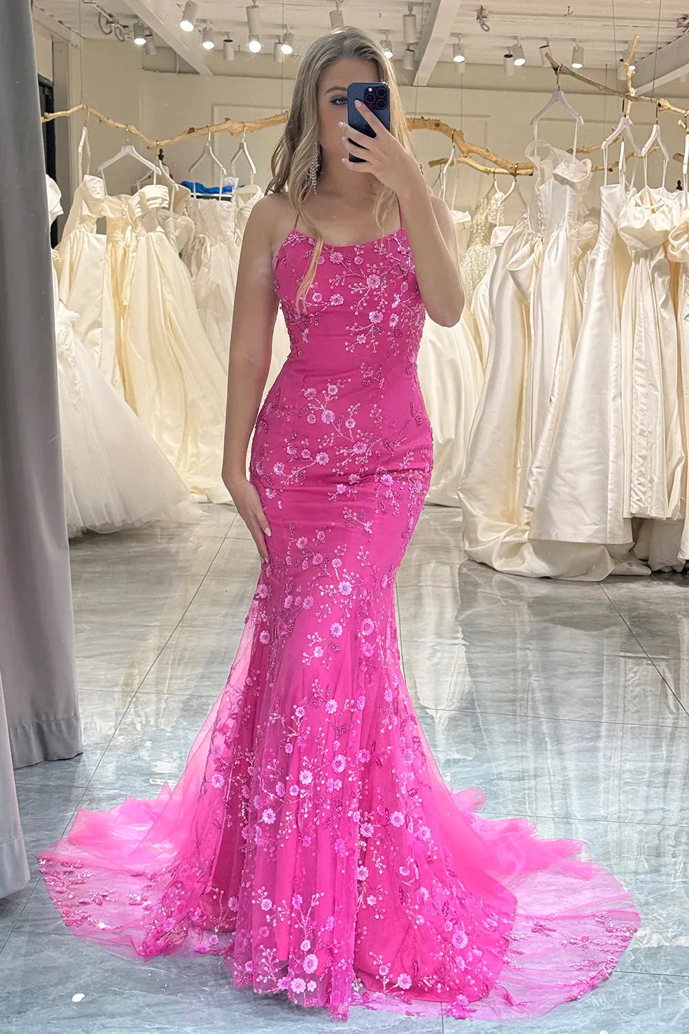 Wholesale Prom Dress Mermaid Lace Up Long With Sequined Appliques