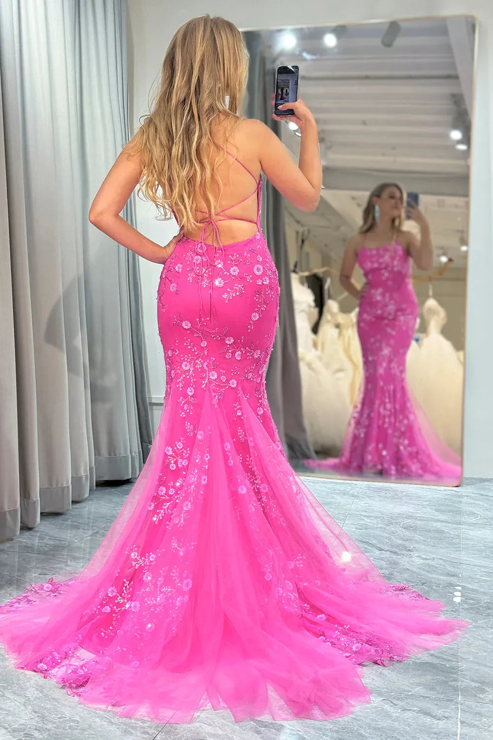 Wholesale Prom Dress Mermaid Lace Up Long With Sequined Appliques