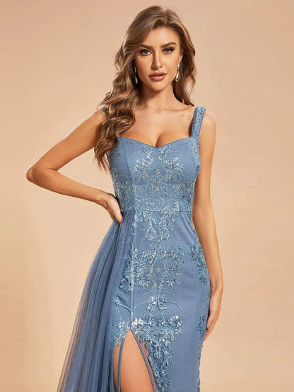 Wholesa Koutun Custom Size Sleevleless Sequin Bodycon Prom Dress with Tulle Ribbon