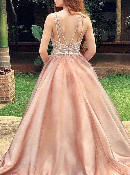 Wholesale Prom Dresses Straps Tulle Beading A-Line V-Neck Simple