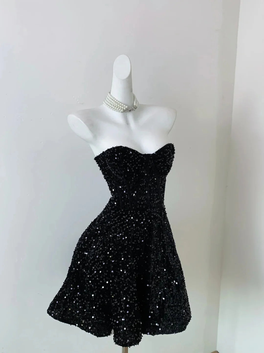 Aimishang Charming A Line Strapless Sequin Homecoming Dress Lovely Short Graduation Dress Cute Birthday Party Dress