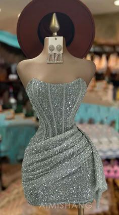 Aimishang Charming Sheath Strapless Short Prom Dress Lovely Homecoming Dress Sparkly Birthday Party Dress