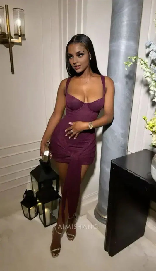 Aimishang Charming Sheath Straps Short Prom Dress Sexy Homecoming Dress Black Girl Birthday Party Dress