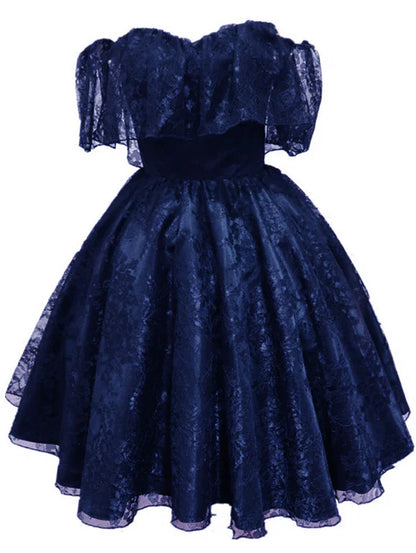 Aimishang Charming A Line Blue Lace Off Shoulder Short Formal Prom Dress Elegant Homecoming Dress