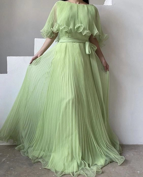 Aimishang Charming A Line Pleated Long Party Evening Gown Elegant Wedding Guest Dress for Women