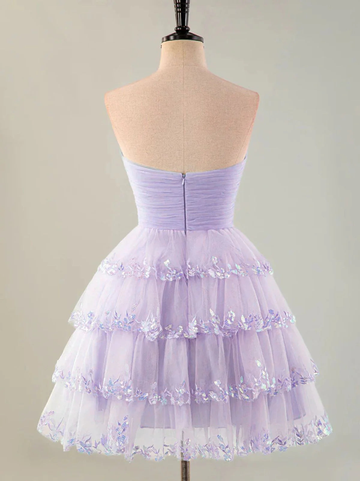 Aimishang Charming A Line Purple Strapless Sleeveless Short Formal Prom Dress Pretty Homecoming Dress