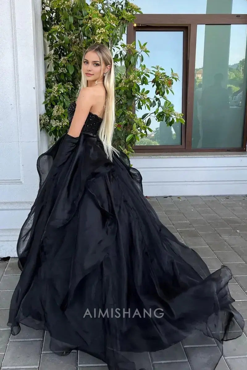 Aimishang Charming Sweetheart Strapless Sleeveless Long Formal Prom Dress Sexy Evening Gowns Gorgeous Birthday Party Dress No With Gloves