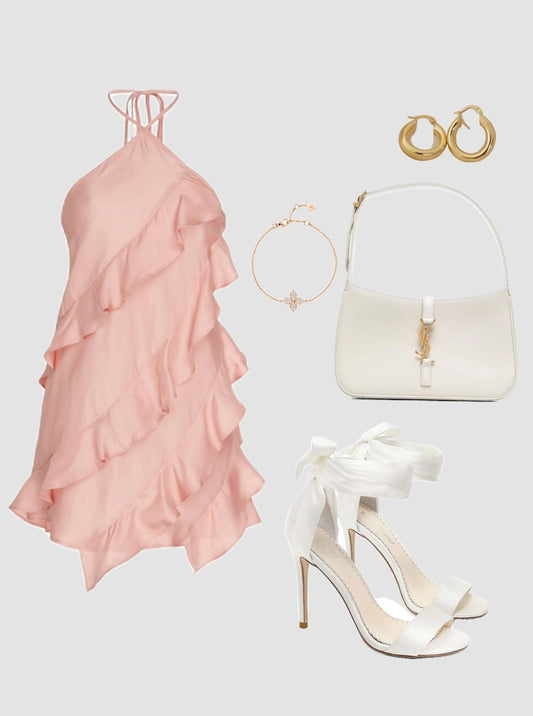 Aimishang Charming A line Halter Sleeveless Ruffle Short Homecoming Dress Summer Graduation Party Dress