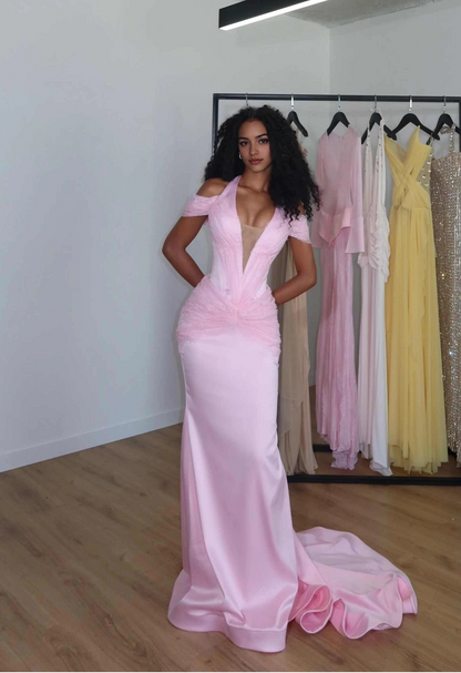 Aimishang Charming Halter Mermaid Pleated Long Formal Prom Dress Sexy Graduation Party Dress