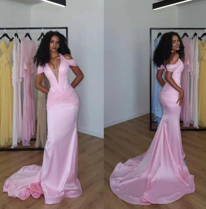 Aimishang Charming Halter Mermaid Pleated Long Formal Prom Dress Sexy Graduation Party Dress