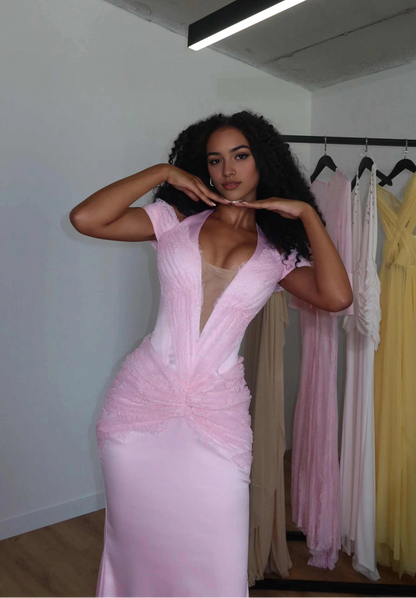 Aimishang Charming Halter Mermaid Pleated Long Formal Prom Dress Sexy Graduation Party Dress