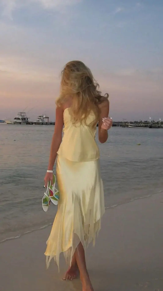 Aimishang Charming Halter Sleeveless Evening Party Dress Lovely Formal Dress Cute Vacation Beach Dress For Girls