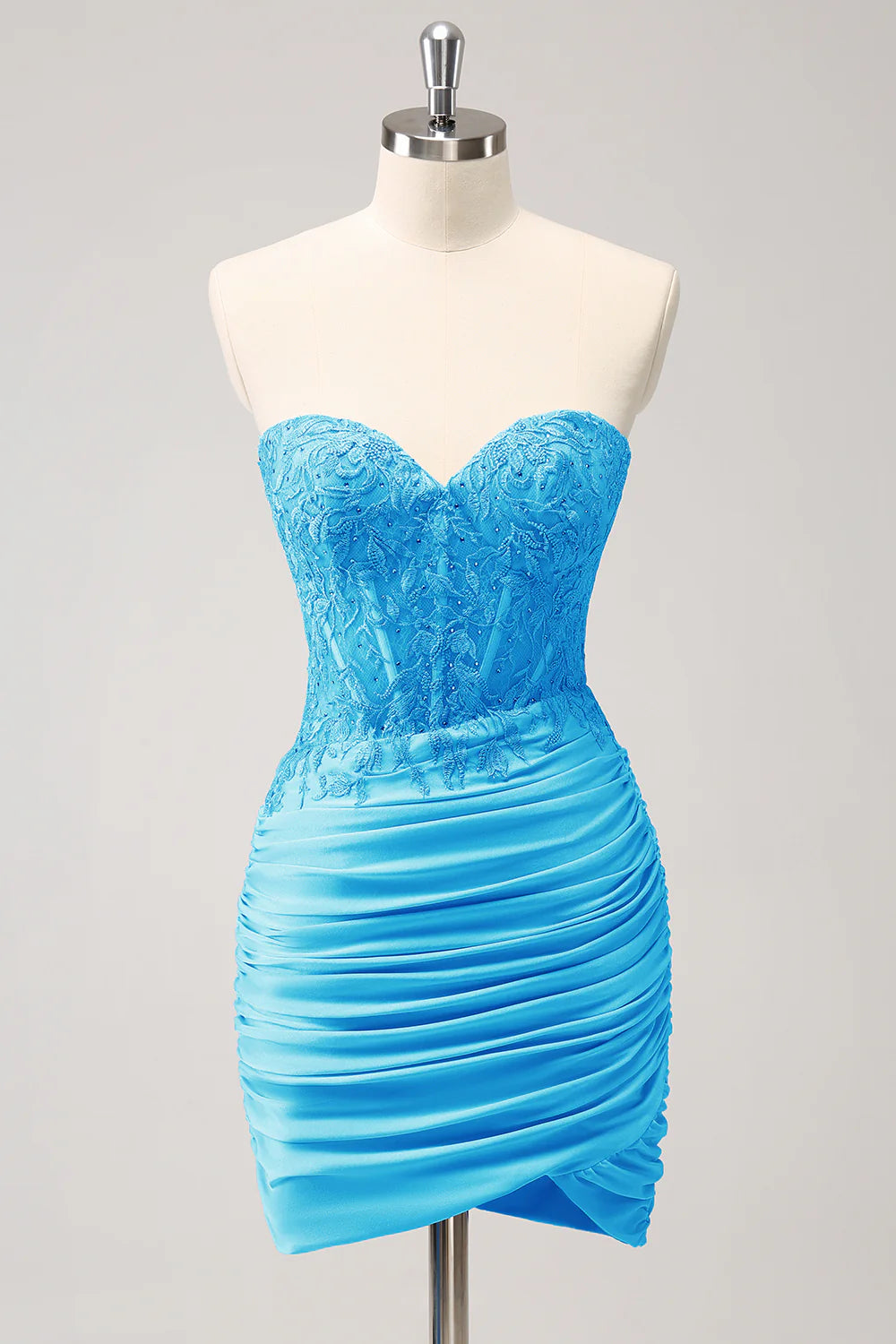 Aimishang Charming Homecoming Dress Tight Sweetheart Pleated Short Prom Dress with Appliques