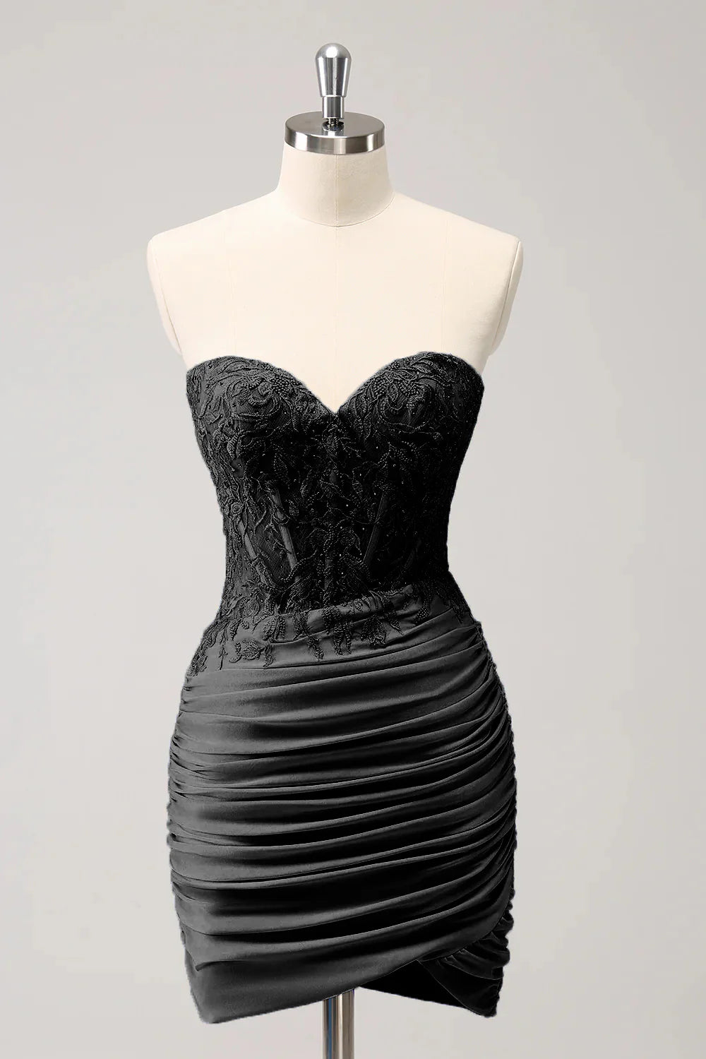 Aimishang Charming Homecoming Dress Tight Sweetheart Pleated Short Prom Dress with Appliques